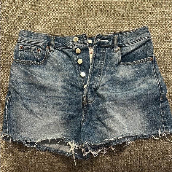 Denim Frayed Hem Women's Shorts - Picture 1 of 3